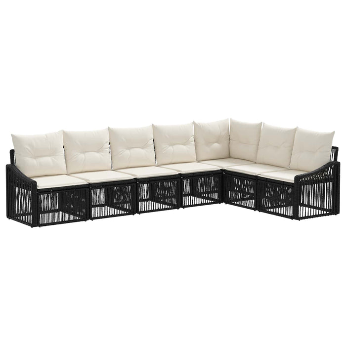 Set de canapele pentru grădină 7 pcs Negru poliratan WALTI