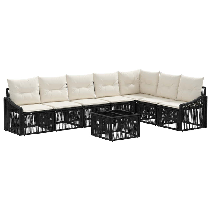 Set de canapele pentru grădină 8 pcs Negru poliratan - WALTI WALTI