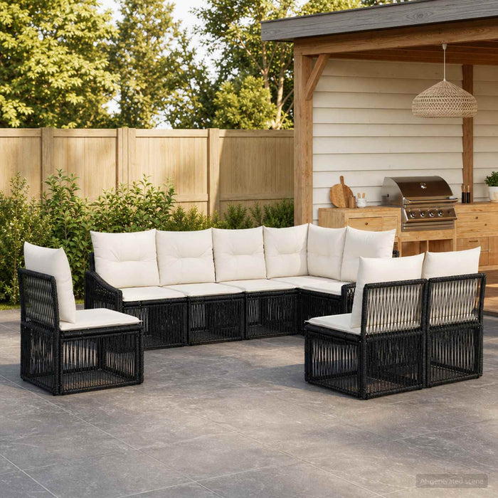 Set de canapele pentru grădină 8 pcs Negru poliratan - WALTI WALTI