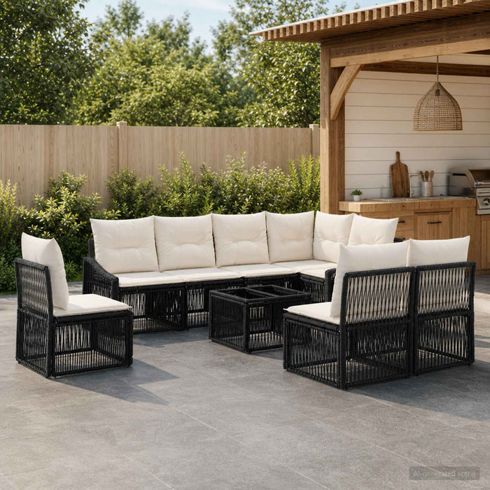 Set de canapele pentru grădină 9 pcs Negru poliratan - WALTI WALTI