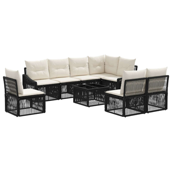 Set de canapele pentru grădină 9 pcs Negru poliratan - WALTI WALTI