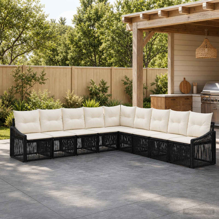 Set de canapele pentru grădină 9 pcs Negru poliratan - WALTI WALTI