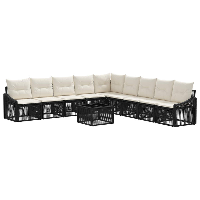 Set de canapele pentru grădină 10 pcs Negru poliratan - WALTI WALTI