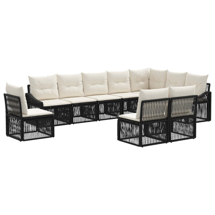 Set de canapele pentru grădină 10 pcs Negru poliratan WALTI