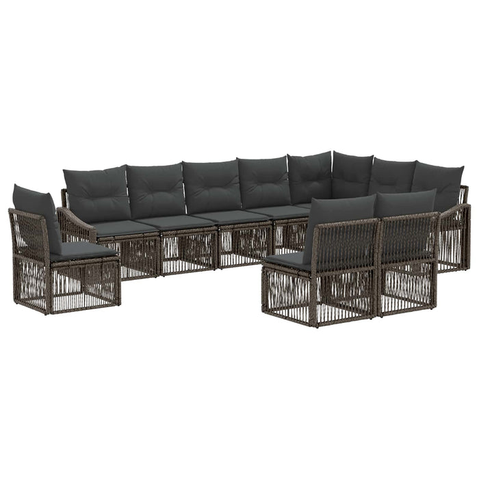 Set de canapele pentru grădină 10 pcs Gri poliratan WALTI
