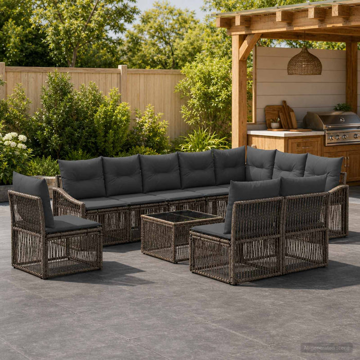 Set de canapele pentru grădină 11 pcs Gri poliratan - WALTI WALTI