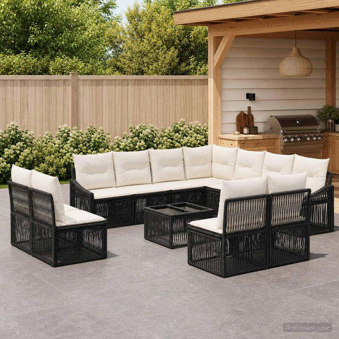 Set de canapele pentru grădină 12 pcs Negru poliratan - WALTI WALTI