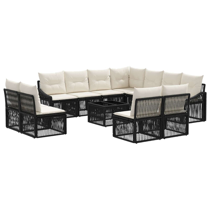 Set de canapele pentru grădină 12 pcs Negru poliratan - WALTI WALTI