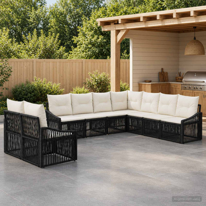 Set de canapele pentru grădină 9 pcs Negru poliratan - WALTI WALTI