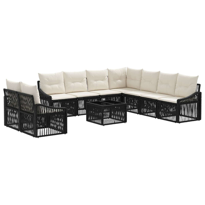 Set de canapele pentru grădină 10 pcs Negru poliratan - WALTI WALTI