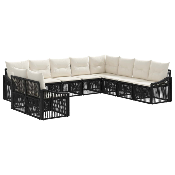 Set de canapele pentru grădină 10 pcs Negru poliratan WALTI
