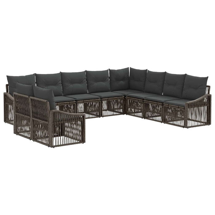 Set de canapele pentru grădină 10 pcs Gri poliratan WALTI