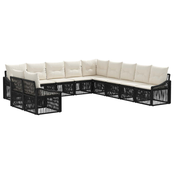Set de canapele pentru grădină 11 pcs Negru poliratan WALTI