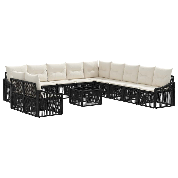 Set de canapele pentru grădină 12 pcs Negru poliratan - WALTI WALTI