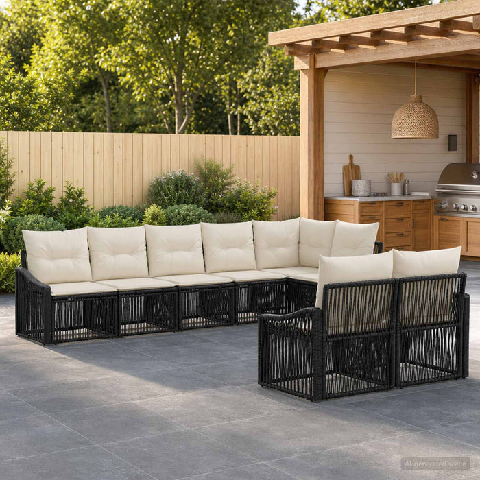Set de canapele pentru grădină 8 pcs Negru poliratan - WALTI WALTI