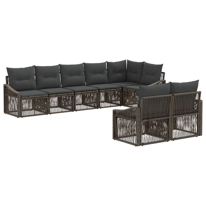 Set de canapele pentru grădină 8 pcs Gri poliratan WALTI