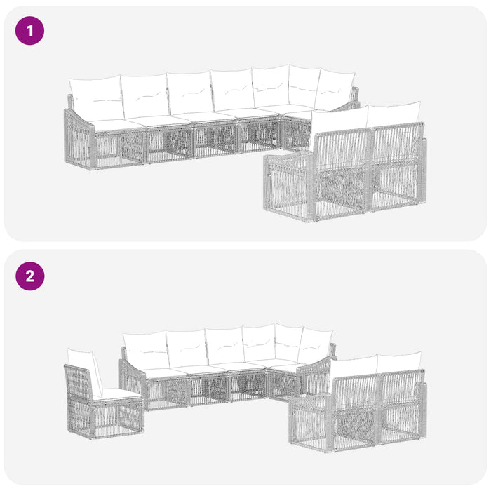 Set de canapele pentru grădină 8 pcs Gri poliratan WALTI
