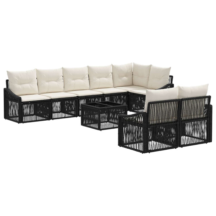 Set de canapele pentru grădină 9 pcs Negru poliratan - WALTI WALTI
