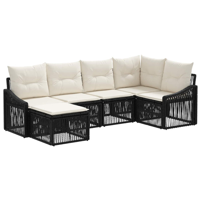 Set de canapele pentru grădină 6 pcs Negru poliratan WALTI