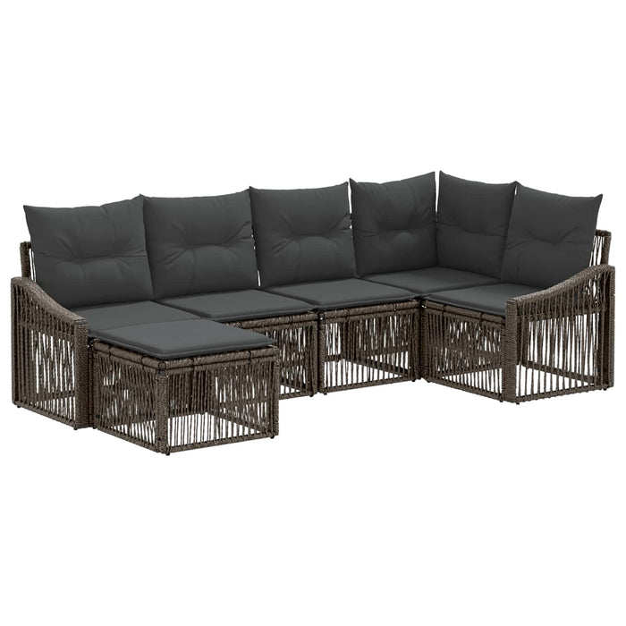 Set de canapele pentru grădină 6 pcs Gri poliratan WALTI