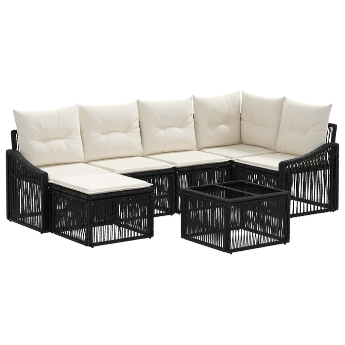 Set de canapele pentru grădină 7 pcs Negru poliratan - WALTI WALTI