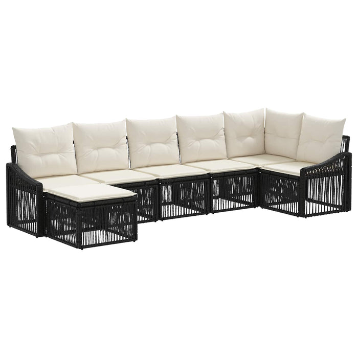 Set de canapele pentru grădină 7 pcs Negru poliratan WALTI