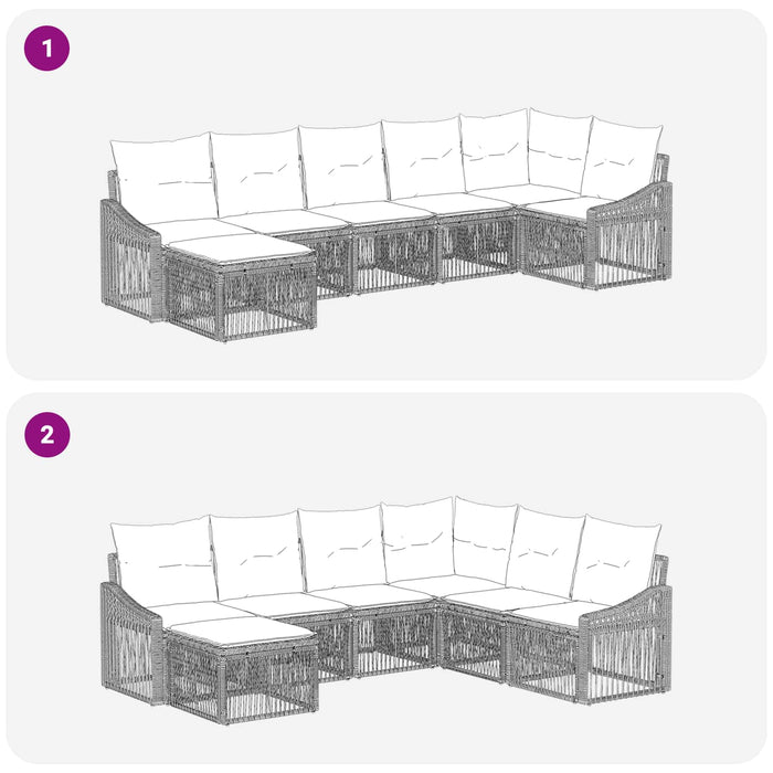 Set de canapele pentru grădină 7 pcs Gri poliratan WALTI