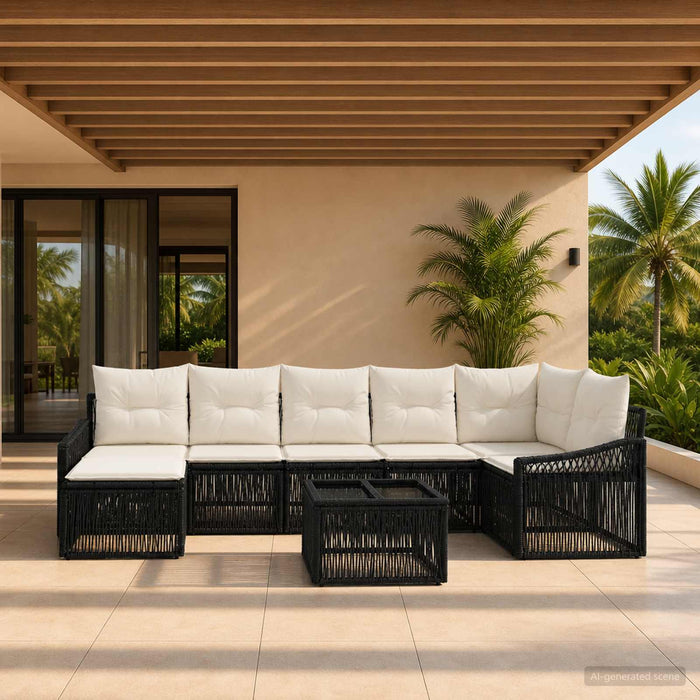 Set de canapele pentru grădină 8 pcs Negru poliratan - WALTI WALTI