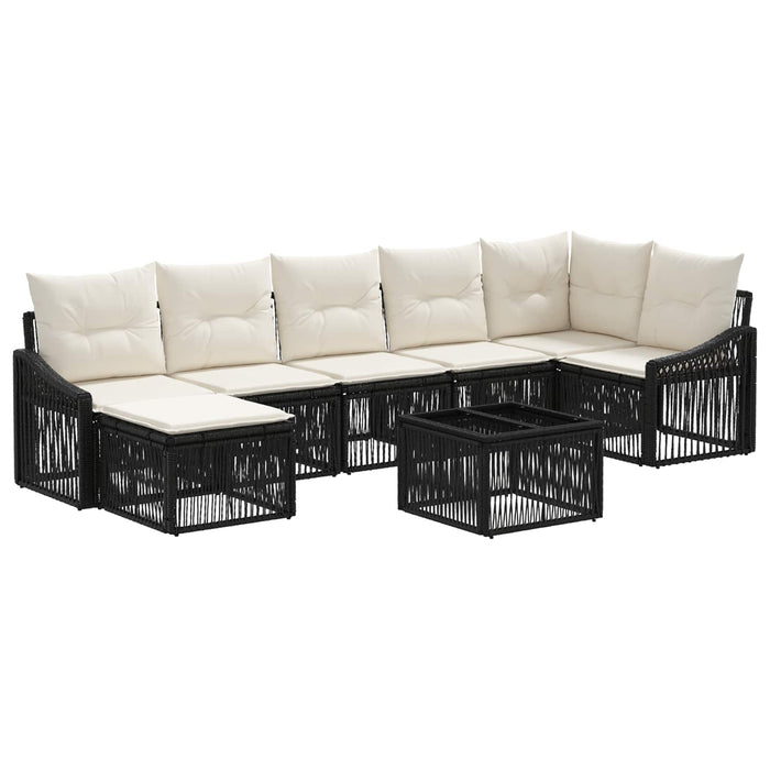 Set de canapele pentru grădină 8 pcs Negru poliratan - WALTI WALTI