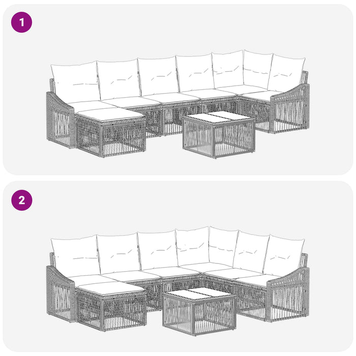 Set de canapele pentru grădină 8 pcs Negru poliratan - WALTI WALTI