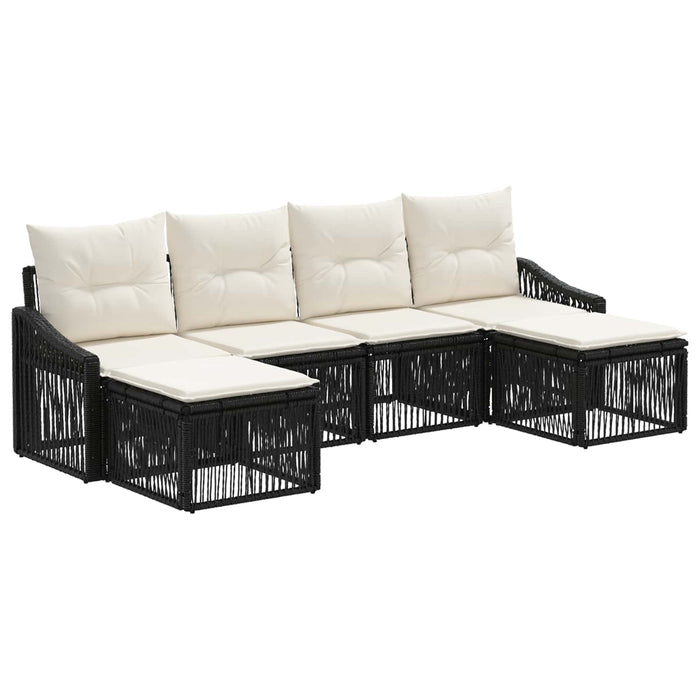 Set de canapele pentru grădină 6 pcs Negru poliratan WALTI