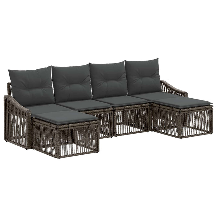 Set de canapele pentru grădină 6 pcs Gri poliratan WALTI