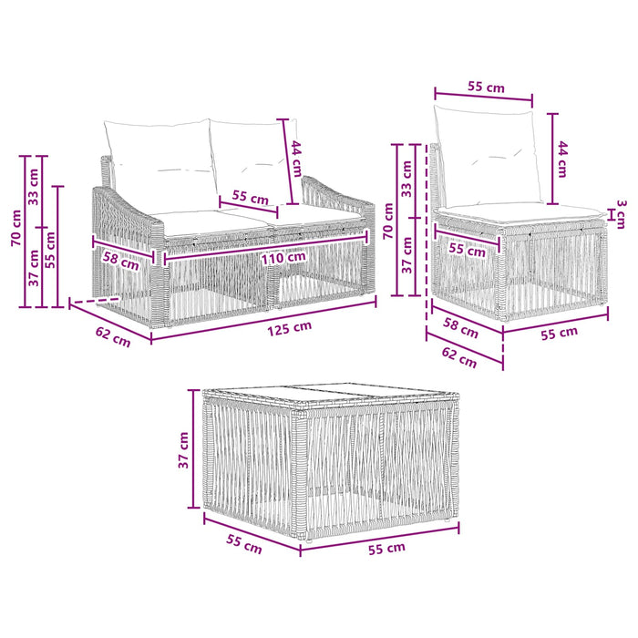 Set de canapele pentru grădină 6 pcs Gri poliratan WALTI