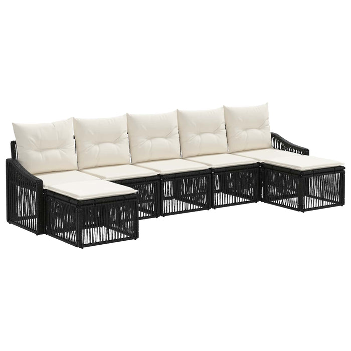 Set de canapele pentru grădină 7 pcs Negru poliratan WALTI