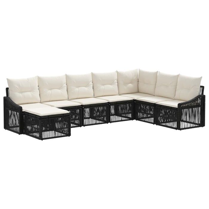 Set de canapele pentru grădină 8 pcs Negru poliratan WALTI