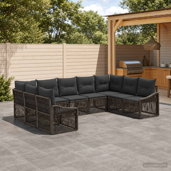 Set de canapele pentru grădină 9 pcs Gri poliratan - WALTI WALTI