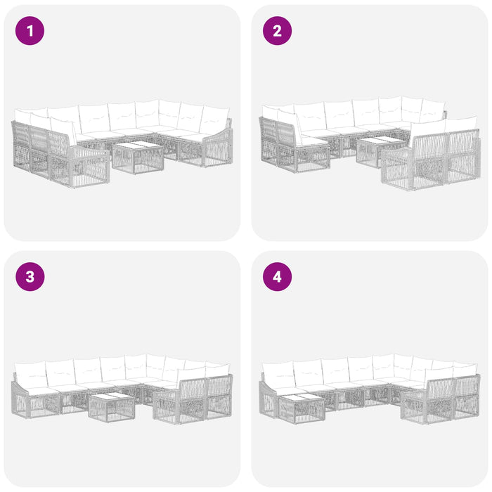 Set de canapele pentru grădină 10 pcs Gri poliratan - WALTI WALTI