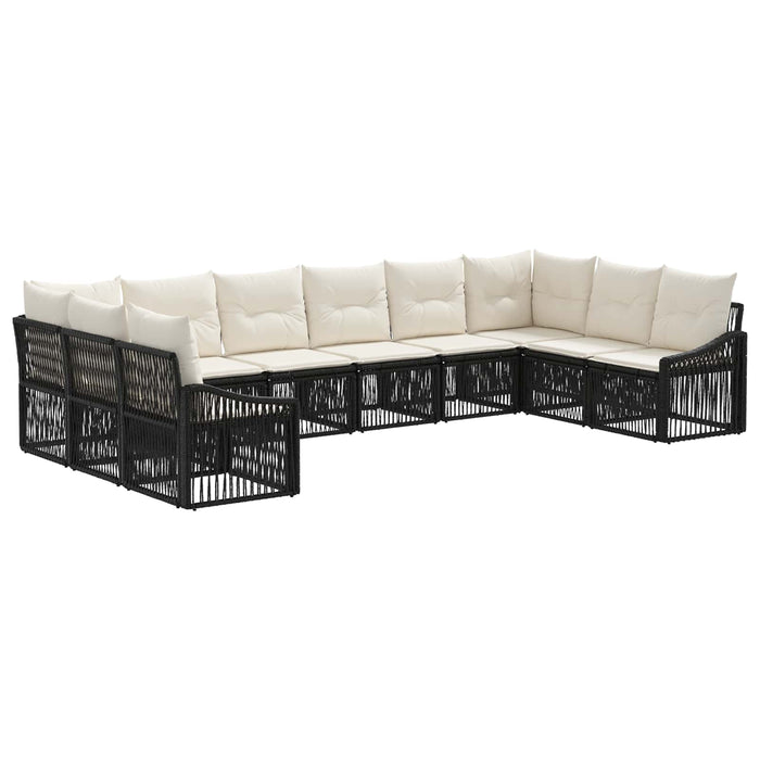 Set de canapele pentru grădină 10 pcs Negru poliratan WALTI