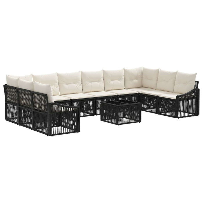 Set de canapele pentru grădină 11 pcs Negru poliratan - WALTI WALTI