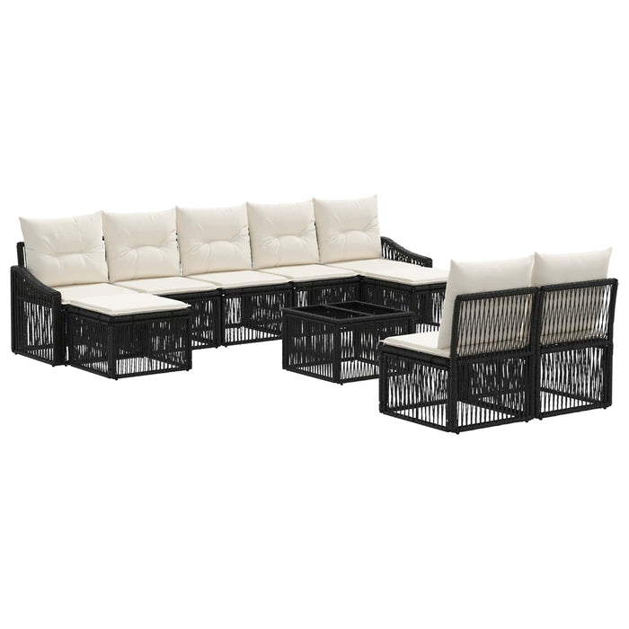 Set de canapele pentru grădină 10 pcs Negru poliratan - WALTI WALTI