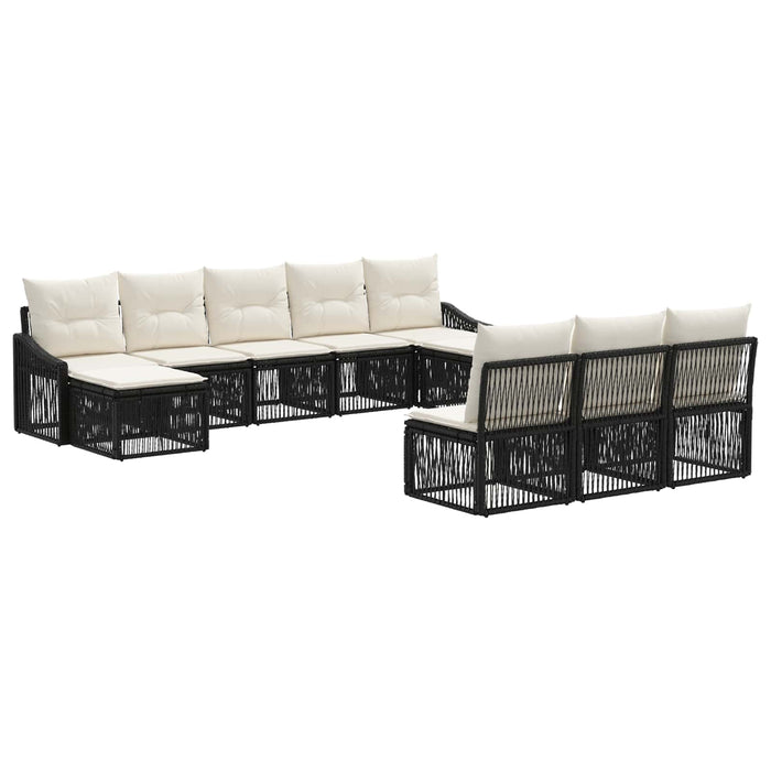 Set de canapele pentru grădină 10 pcs Negru poliratan WALTI