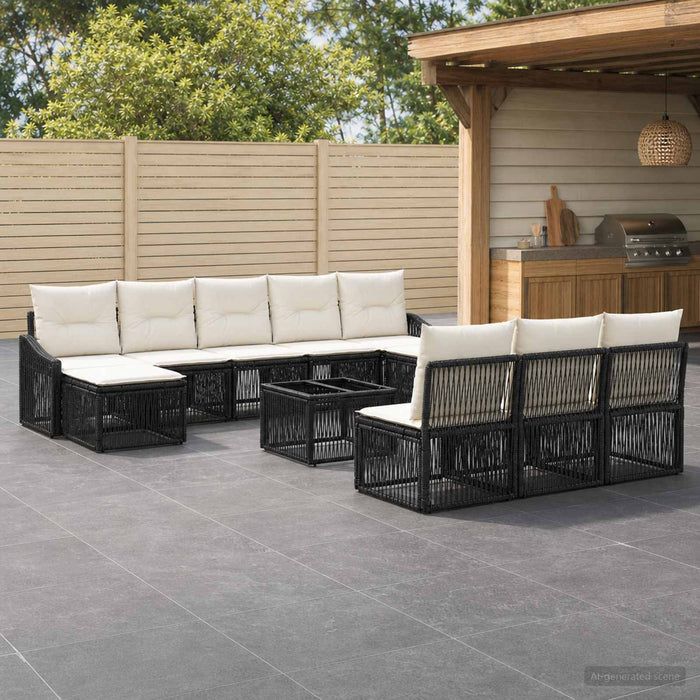 Set de canapele pentru grădină 11 pcs Negru poliratan - WALTI WALTI
