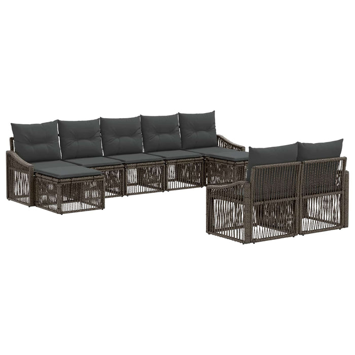 Set de canapele pentru grădină 9 pcs Gri poliratan WALTI