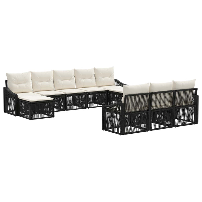 Set de canapele pentru grădină 10 pcs Negru poliratan WALTI