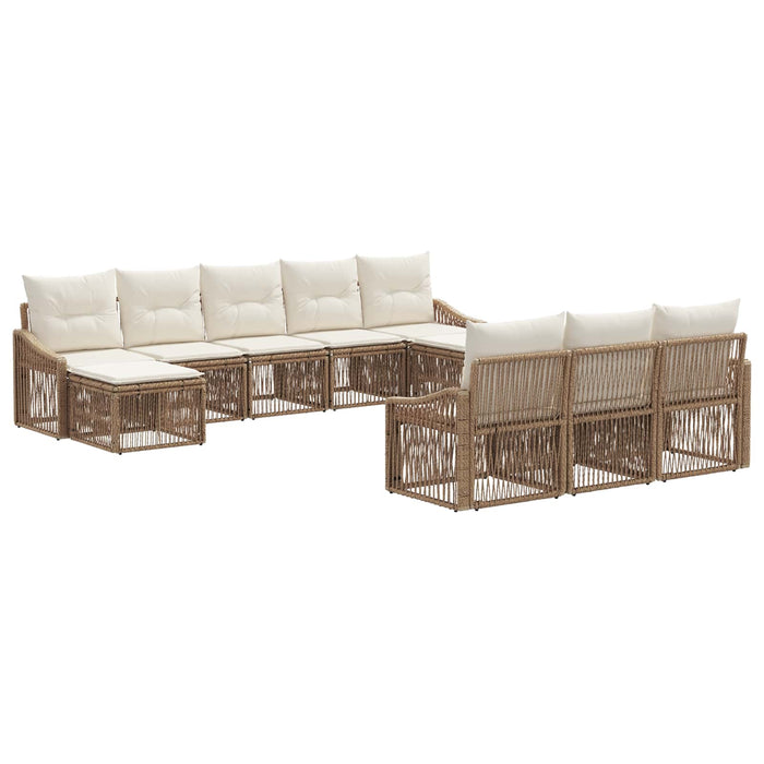 Set de canapele pentru grădină 10 pcs Bej poliratan WALTI