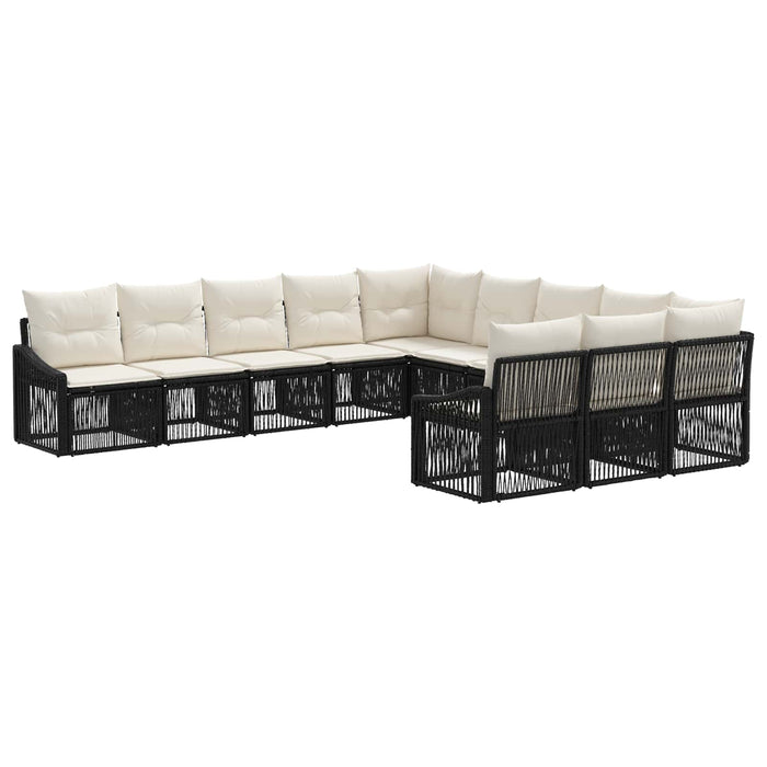 Set de canapele pentru grădină 11 pcs Negru poliratan WALTI