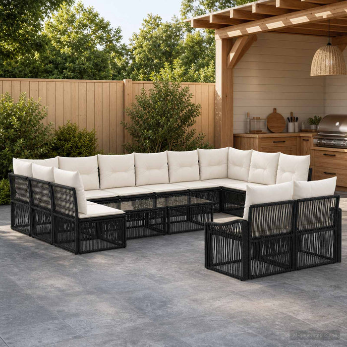 Set de canapele pentru grădină 12 pcs Negru poliratan - WALTI WALTI