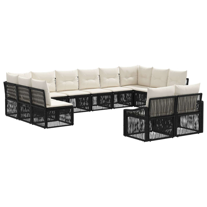 Set de canapele pentru grădină 12 pcs Negru poliratan WALTI