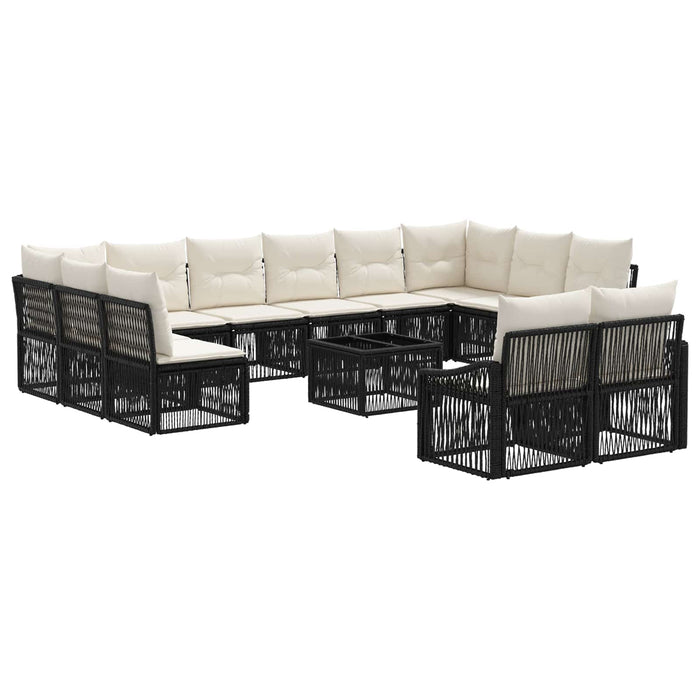 Set de canapele pentru grădină 13 pcs Negru poliratan - WALTI WALTI