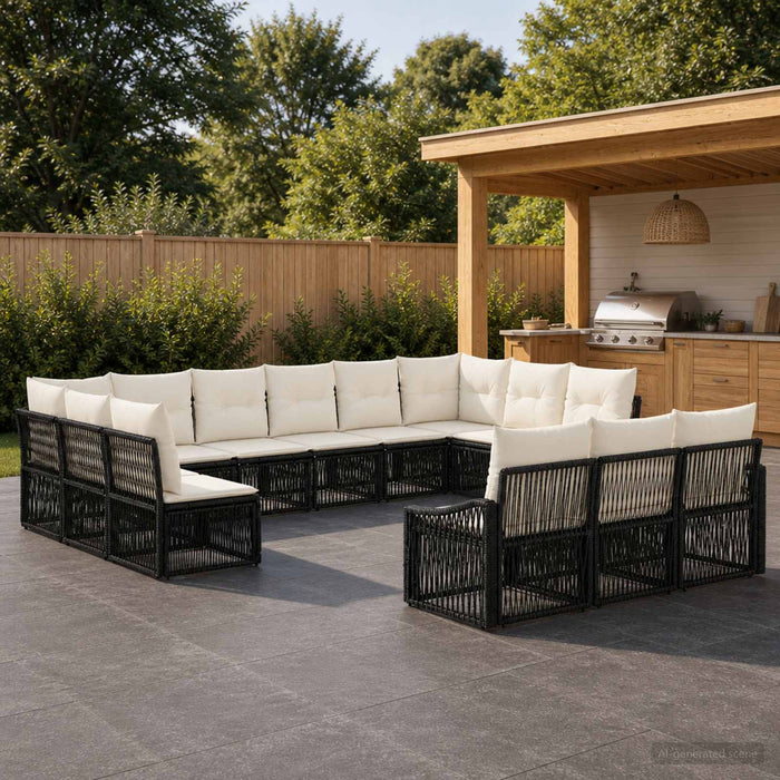 Set de canapele pentru grădină 13 pcs Negru poliratan - WALTI WALTI